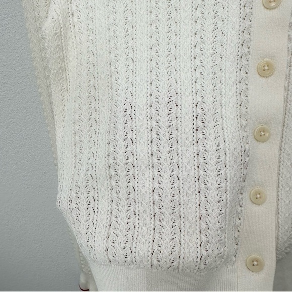 Madewell Cream Signature Open-Knit Cardigan Ruffle Hem NWT Casual Lightweight - Picture 5 of 9